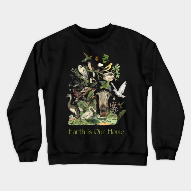 Wildlife Bird Illustration & Nature Conservation Tekst Crewneck Sweatshirt by Biophilia